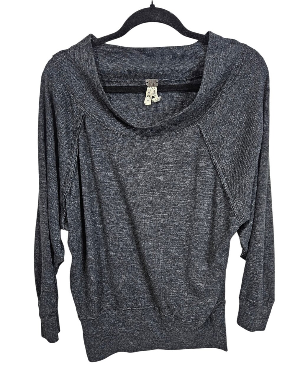 Free People Palisades Washed Black Off-the-Shoulder Sweater Top Y2K XS - Picture 4 of 13